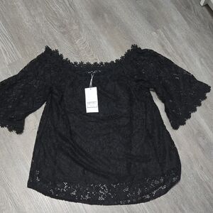 Chic Black Lace Off-Shoulder Blouse